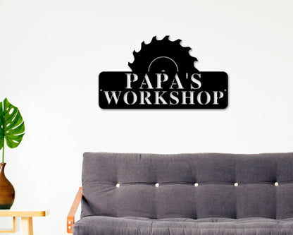 Black Friday, Cyber Monday Sale, Pop Pop's Workshop Sign In A Saw Blade, Crescent Wrench & Hammer Art, Gifts For Pop Pop, Woodworker Sign