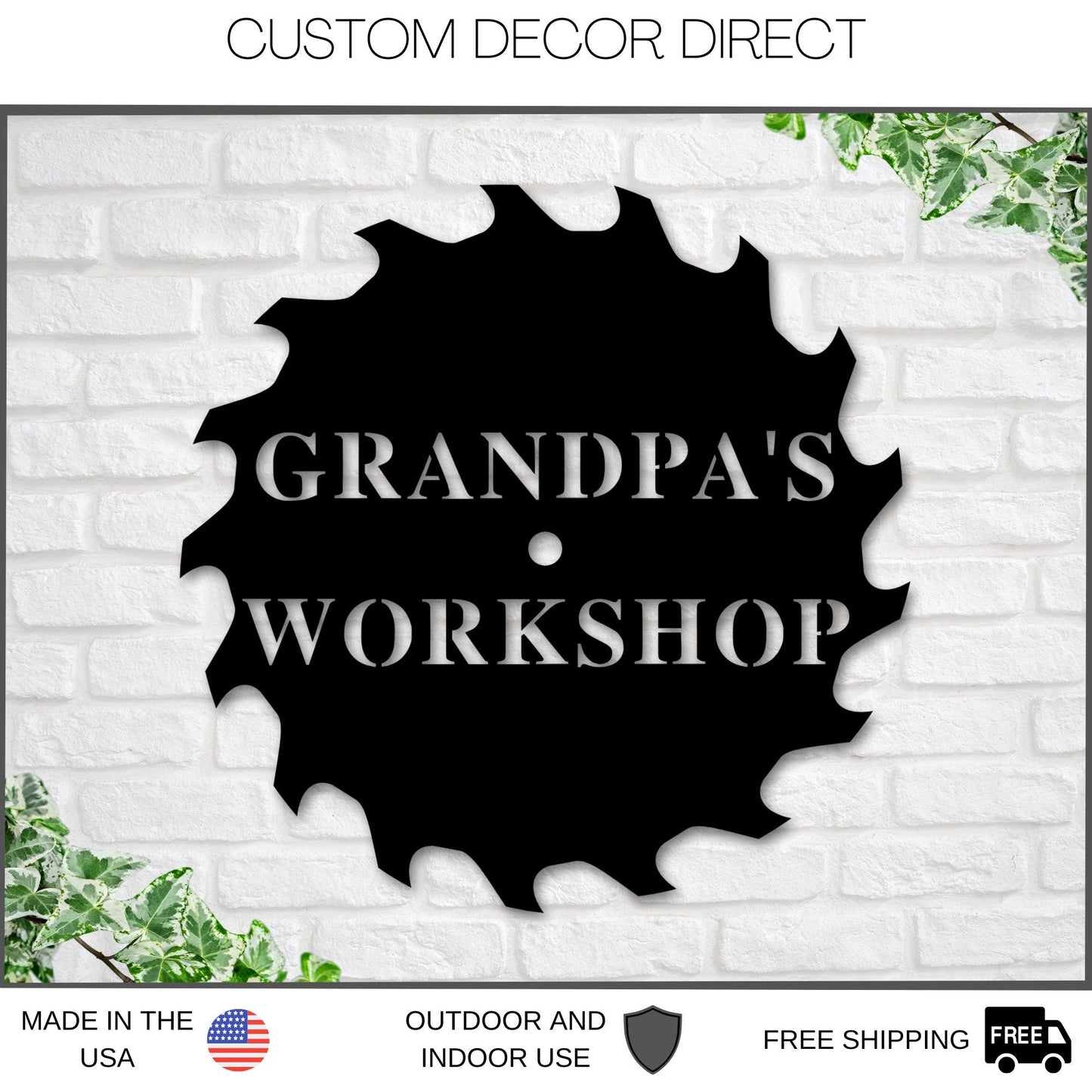 Grandpa's Workshop Sign, Crescent Wrench & Hammer art, Gift for Grandpa, Woodworker Sign, Custom Workshop Sign, Grandpa Gift, Workshop Sign