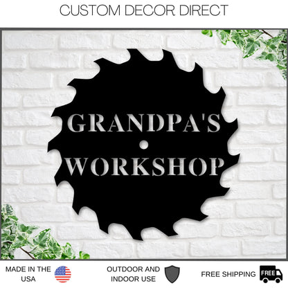 Grandpa's Workshop Sign, Crescent Wrench & Hammer art, Gift for Grandpa, Woodworker Sign, Custom Workshop Sign, Grandpa Gift, Workshop Sign