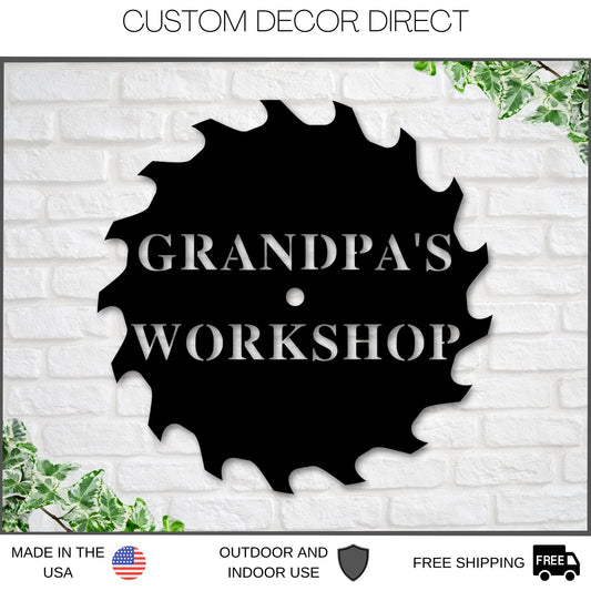 Grandpa's Workshop Sign, Crescent Wrench & Hammer art, Gift for Grandpa, Woodworker Sign, Custom Workshop Sign, Grandpa Gift, Workshop Sign