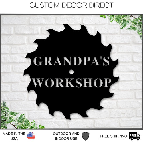 Grandpa's Workshop Sign, Crescent Wrench & Hammer art, Gift for Grandpa, Woodworker Sign, Custom Workshop Sign, Grandpa Gift, Workshop Sign