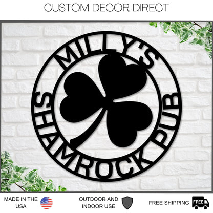 Irish Pub Sign, Personalized Irish Bar Sign, St. Patrick's Day Decor, Irish Sign, Bar Sign, Personalized Sign, Irish Bar Sign, Shamrocks