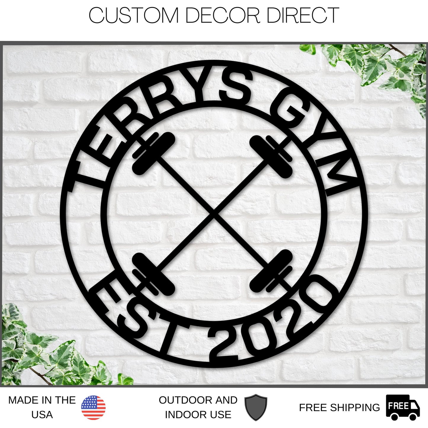Personalized Gym Sign, Gym Name Sign, Home Gym Sign, Cross Fit Sign, Custom Weight Name Sign, Metal Wall Art, Barbell Sign, Outdoor Gym Sign