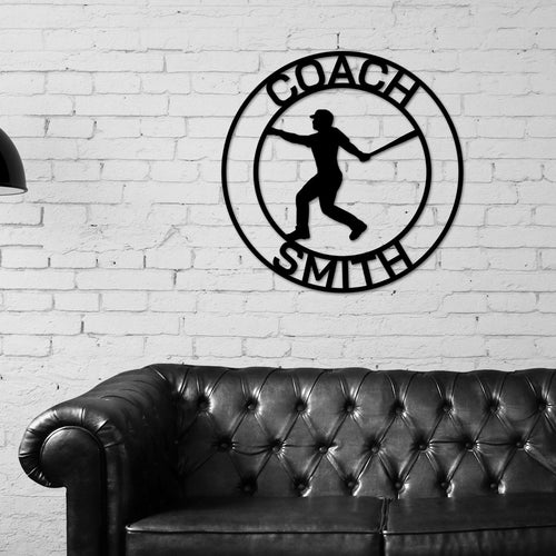 Personalized Metal Baseball Sign, Sports Decor for Man Cave, Coach Gift, Baseball Sign for Boys Room, Batting Cage Sign