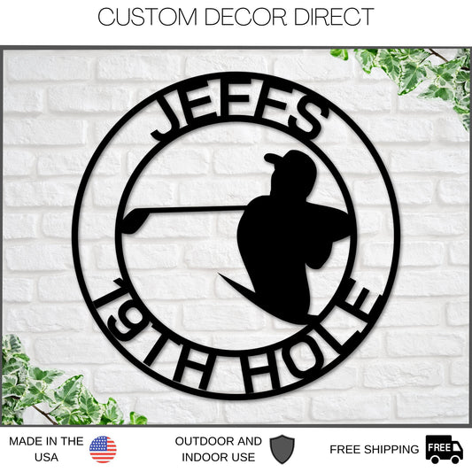Golf Sign, 19th Hole Sign for her, Personalized Golf Sign, Personalized Golf Decor, Golf Wall Art, Metal Sign, Gift for Dad, Bar Sign, Golf