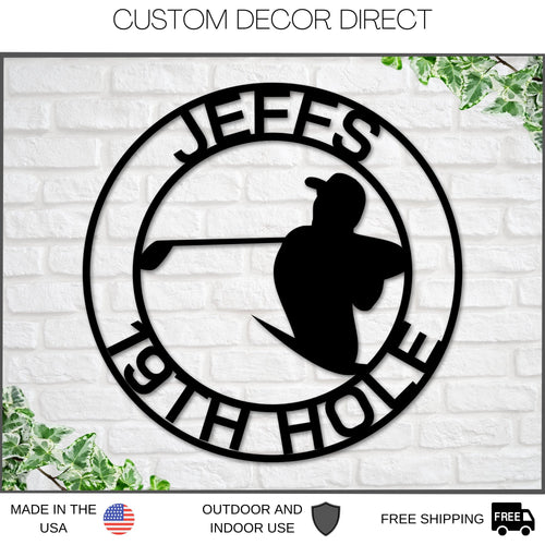 Golf Sign, 19th Hole Sign for her, Personalized Golf Sign, Personalized Golf Decor, Golf Wall Art, Metal Sign, Gift for Dad, Bar Sign, Golf