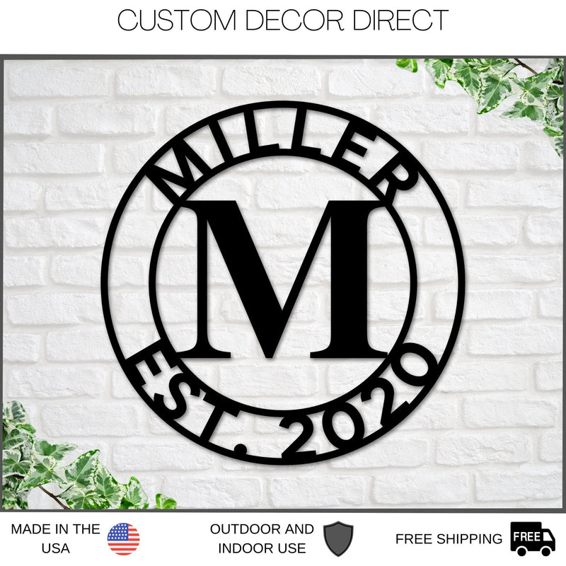 metal monogram sign wall decor home kitchen art patio farmhouse outdoor porch rustic living room personalized gifts wedding gift custom name