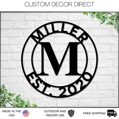 Last name Established Sign, Last name Sign Metal, Personalized, Last name Monogram