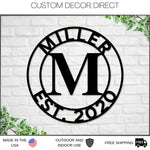 Last name Established Sign, Last name Sign Metal, Personalized, Last name Monogram