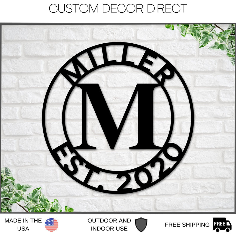 Last name Established Sign, Last name Sign Metal, Personalized, Last name Monogram