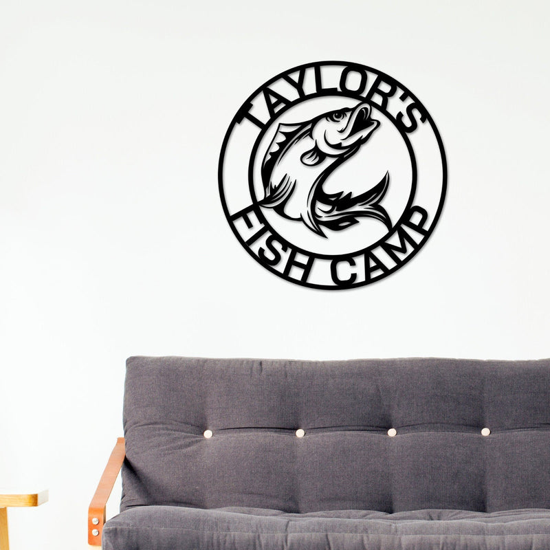 Fish Art, Fish Metal Name Sign, Fishing Gifts for Men, Fish Sign, Custom Fishing, Fisherman Gift Personalized Dad, Bass Fishing Monogram