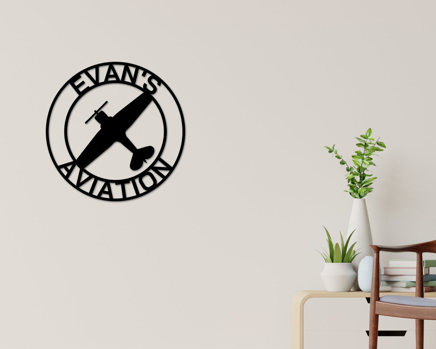 Airplane Hangar Sign, Personalized Pilot Name Sign, Custom Aviation Lover, Man Cave Sign, Airplane