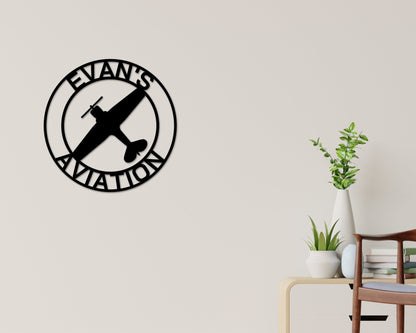 Airplane Hangar Sign, Personalized Pilot Name Sign, Custom Aviation Lover, Man Cave Sign, Airplane
