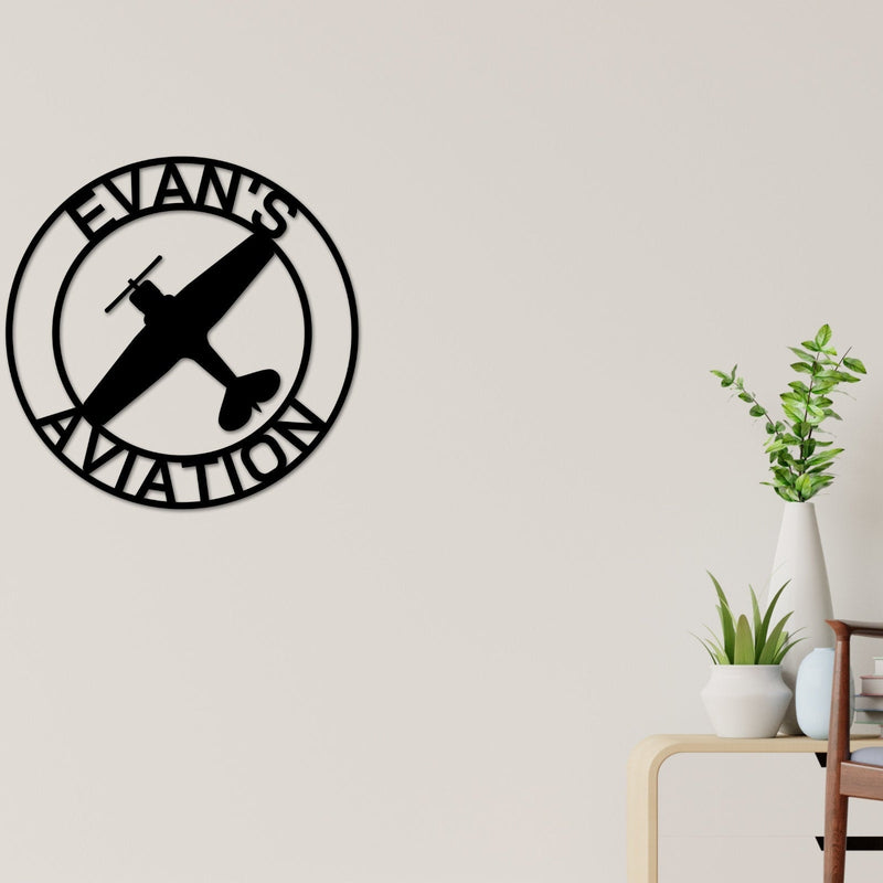 Airplane Hangar Sign, Personalized Pilot Name Sign, Custom Aviation Lover, Man Cave Sign, Airplane