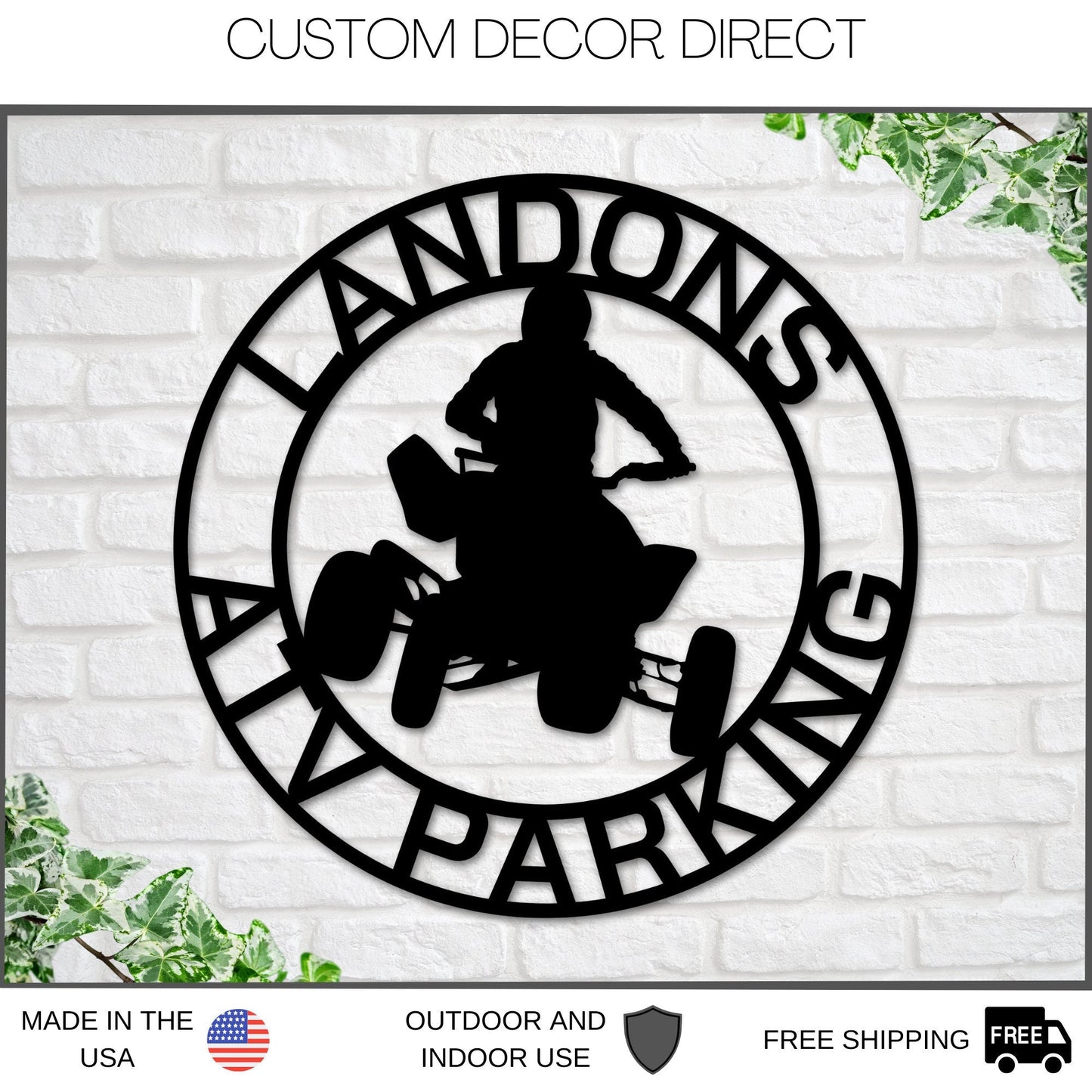 Metal ATV Sign, 4 Wheeler Sign, Personalized Four Wheeler Parking Sign, ATV Driver Gift, Four Wheeler Decor, Metal Sign