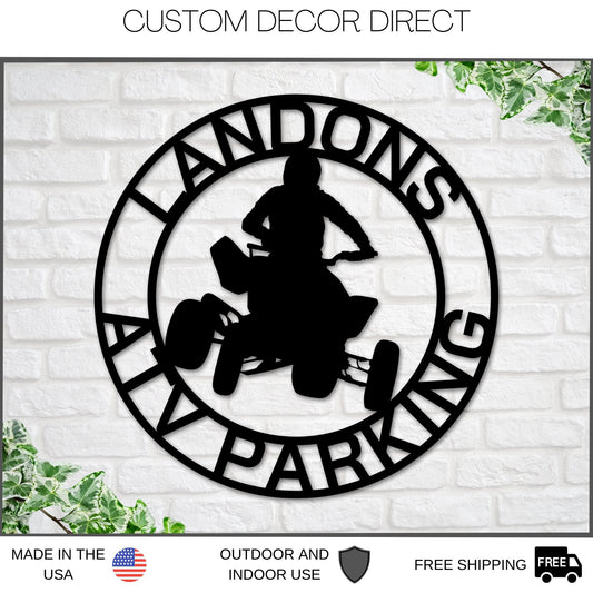 Metal ATV Sign, 4 Wheeler Sign, Personalized Four Wheeler Parking Sign, ATV Driver Gift, Four Wheeler Decor, Metal Sign