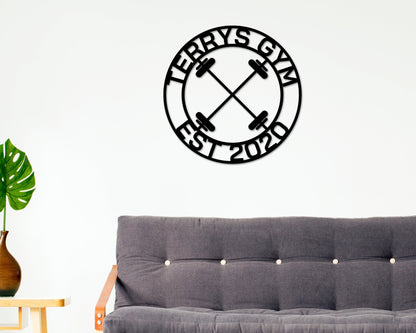 Personalized Gym Sign, Gym Name Sign, Home Gym Sign, Cross Fit Sign, Custom Weight Name Sign, Metal Wall Art, Barbell Sign, Outdoor Gym Sign