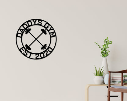 Personalized Gym Sign, Gym Name Sign, Home Gym Sign, Cross Fit Sign, Custom Weight Name Sign, Metal Wall Art, Barbell Sign, Outdoor Gym Sign