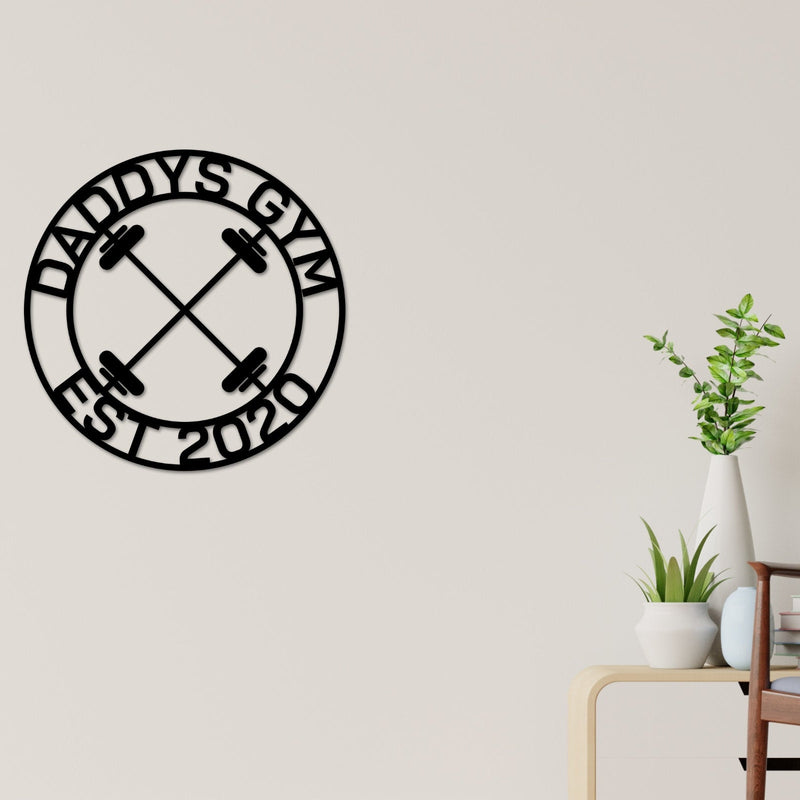 Personalized Gym Sign, Gym Name Sign, Home Gym Sign, Cross Fit Sign, Custom Weight Name Sign, Metal Wall Art, Barbell Sign, Outdoor Gym Sign