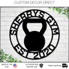 Personalized Gym Sign, Kettlebell Sign, Gym Kettlebell Sign, Home Gym Sign, Cross Fit Sign, Metal Wall Art, Barbell Sign, Outdoor Gym Sign