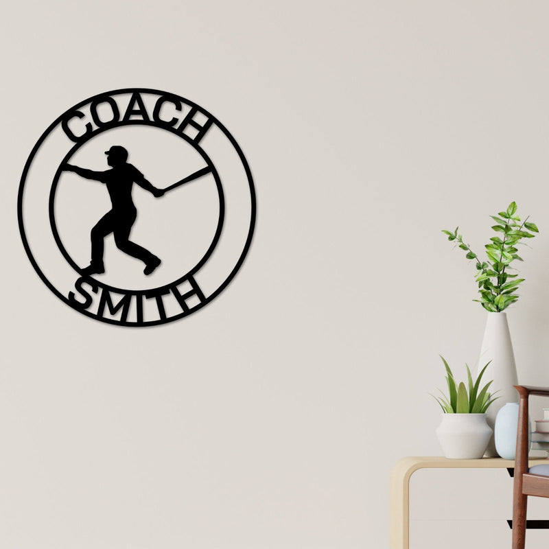 Personalized Metal Baseball Sign, Sports Decor for Man Cave, Coach Gift, Baseball Sign for Boys Room, Batting Cage Sign
