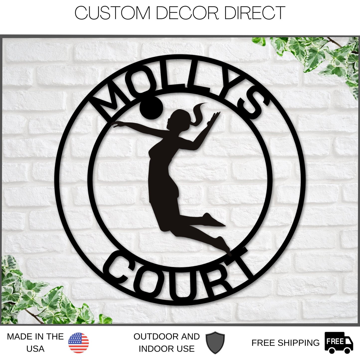 Girly Signs Personalized Volleyball Sign, Girls Volleyball Gift, Volleyball Coach Sign, Sports Decor for Gym, Bedroom