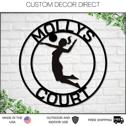 Girly Signs Personalized Volleyball Sign, Girls Volleyball Gift, Volleyball Coach Sign, Sports Decor for Gym, Bedroom