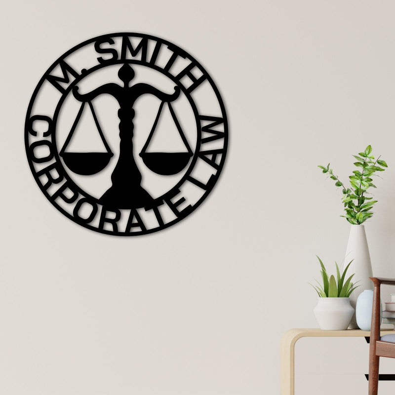 Custom Law Firm Metal Sign, Personalized Lawyer Sign, Lawyer Gift, Attorney Metal Sign, Law Student Gift, Judge Gift, Lawyer Office Decor