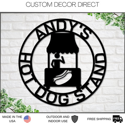 Hot Dog Stand Sign, Personalized Hot Dog Shop Sign, Hot Dog Stand Decor, Custom Hot Dog Business Sign