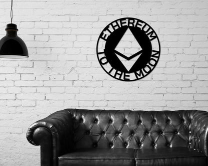Ethereum To the Moon, Ethereum Sign, Metal Ethereum Sign, Personalized Ethereum , Custom Cryptocurrency Sign, Ethereum Gift, Ethereum Art
