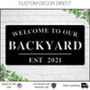 Welcome to Our Backyard Sign, Personalized Backyard Name Sign, Outdoor patio Sign, Backyard Decor, Welcome Sign, Personalized Sign, Metal