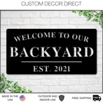 Welcome to Our Backyard Sign, Personalized Backyard Name Sign, Outdoor patio Sign, Backyard Decor, Welcome Sign, Personalized Sign, Metal
