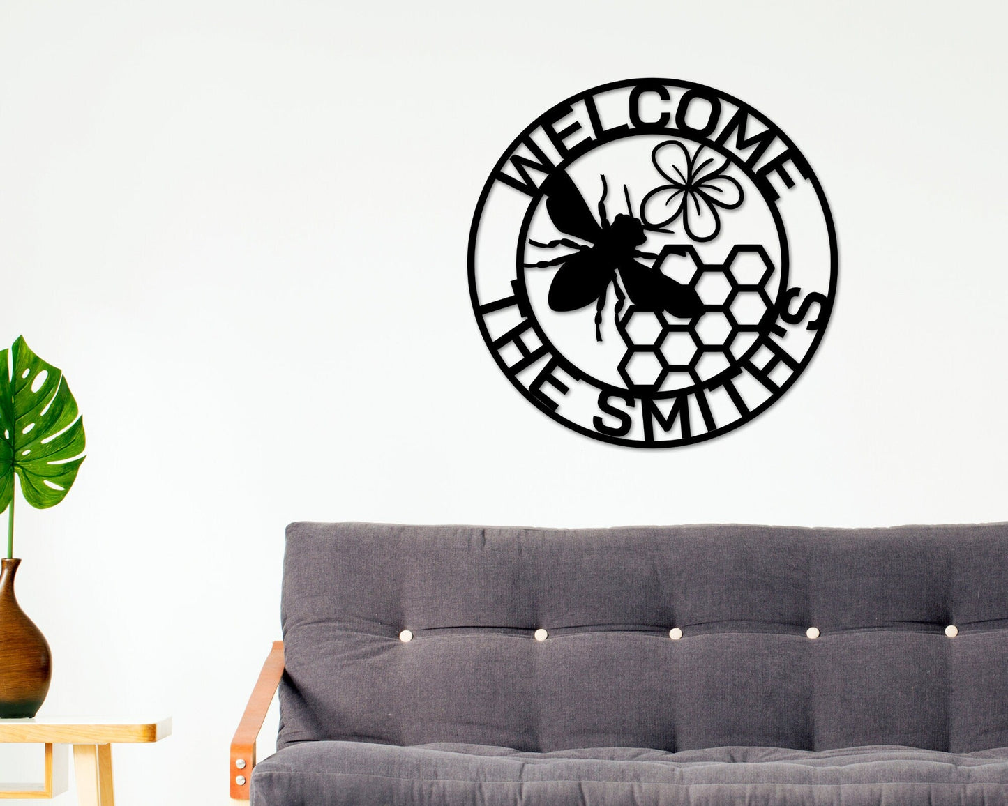 Bee Welcome Sign, Welcome Bee Sign, Metal Welcome Sign, Bee Sign, Last name Sign, Bee Decor, Metal Bee Sign, Porch Sign, Door Sign, Front