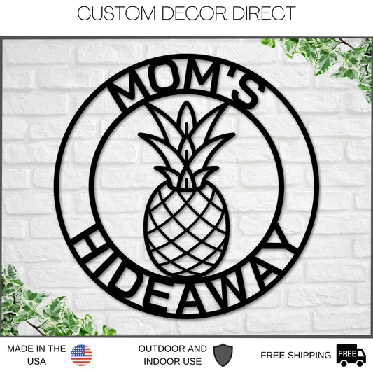 Pineapple Sign, Pineapple Decor, Summer Decor, Metal sign, Wreath sign, Wall decor, She Shed Sign, Personalized She Shed Sign, Gift for Mom