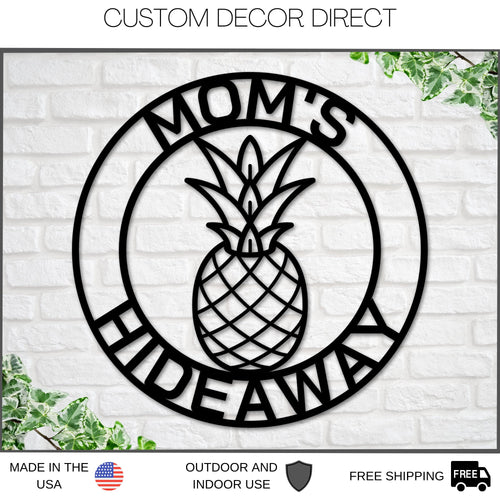 Pineapple Sign, Pineapple Decor, Summer Decor, Metal sign, Wreath sign, Wall decor, She Shed Sign, Personalized She Shed Sign, Gift for Mom