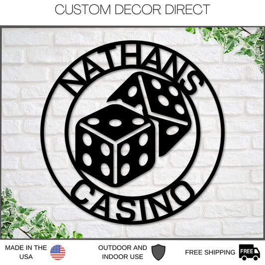 Casino Sign, Gambling Sign, Poker Sign, Dice Sign, Dice Wall art, Metal Casino Sign, Bar Sign, Man Cave Sign, Las Vegas Sign, Game room Sign