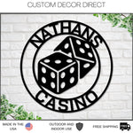 Casino Sign, Gambling Sign, Poker Sign, Dice Sign, Dice Wall art, Metal Casino Sign, Bar Sign, Man Cave Sign, Las Vegas Sign, Game room Sign
