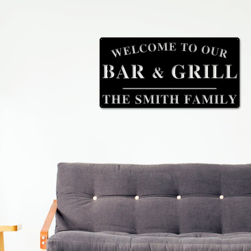 Welcome to Our Bar and Grill Sign, Personalized Bar and Grill Sign, Outdoor Bar and Grill Sign, Backyard Decor, Welcome Sign, Personalized