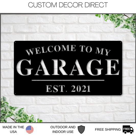Garage Sign, Garage Decor, Personalized Garage Sign, Gift For Dad, Fathers day Sign, Welcome to my Garage, Man cave Metal sign, Dad Gift