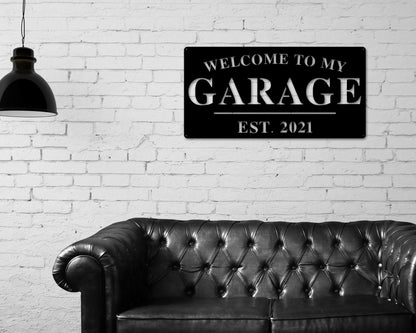 Garage Sign, Garage Decor, Personalized Garage Sign, Gift For Dad, Fathers day Sign, Welcome to my Garage, Man cave Metal sign, Dad Gift