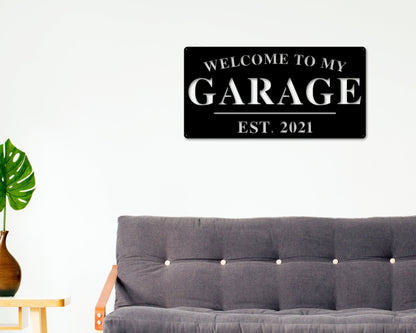 Garage Sign, Garage Decor, Personalized Garage Sign, Gift For Dad, Fathers day Sign, Welcome to my Garage, Man cave Metal sign, Dad Gift