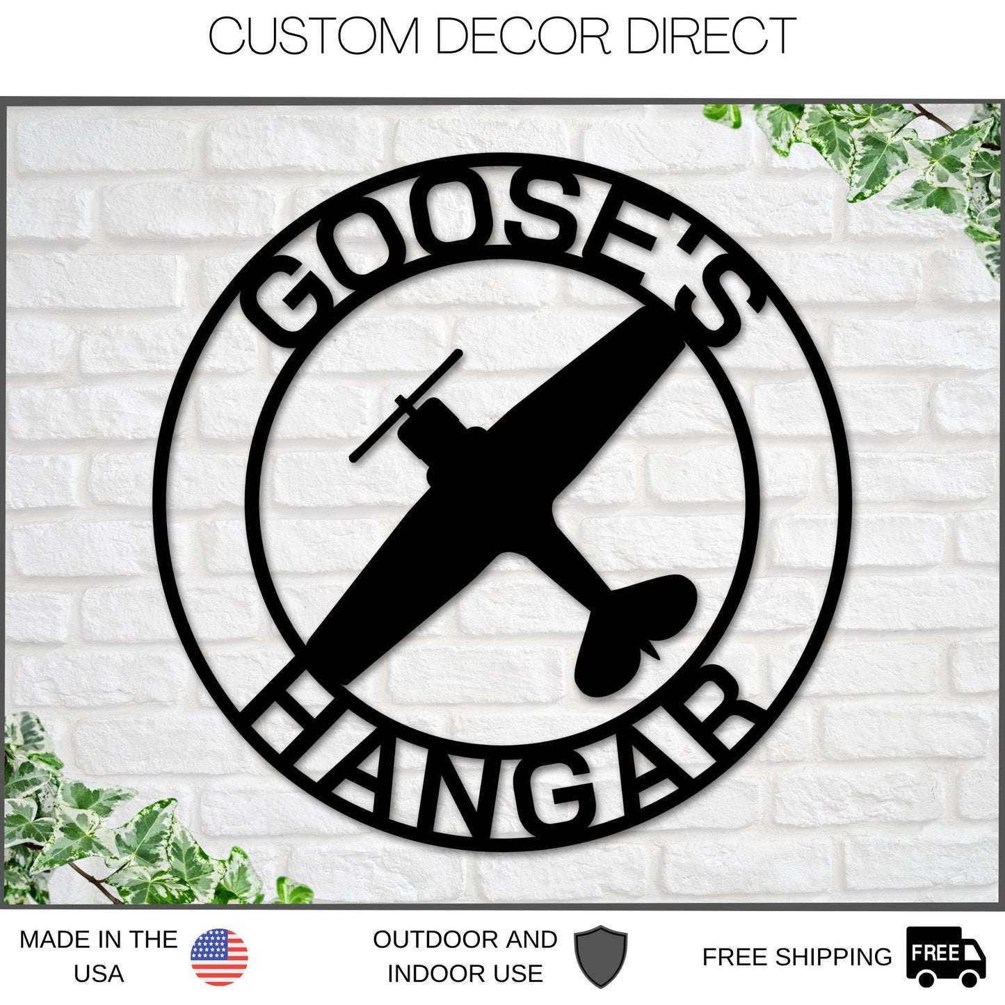 Airplane Hangar Sign, Personalized Pilot Name Sign, Custom Aviation Lover, Man Cave Sign, Airplane