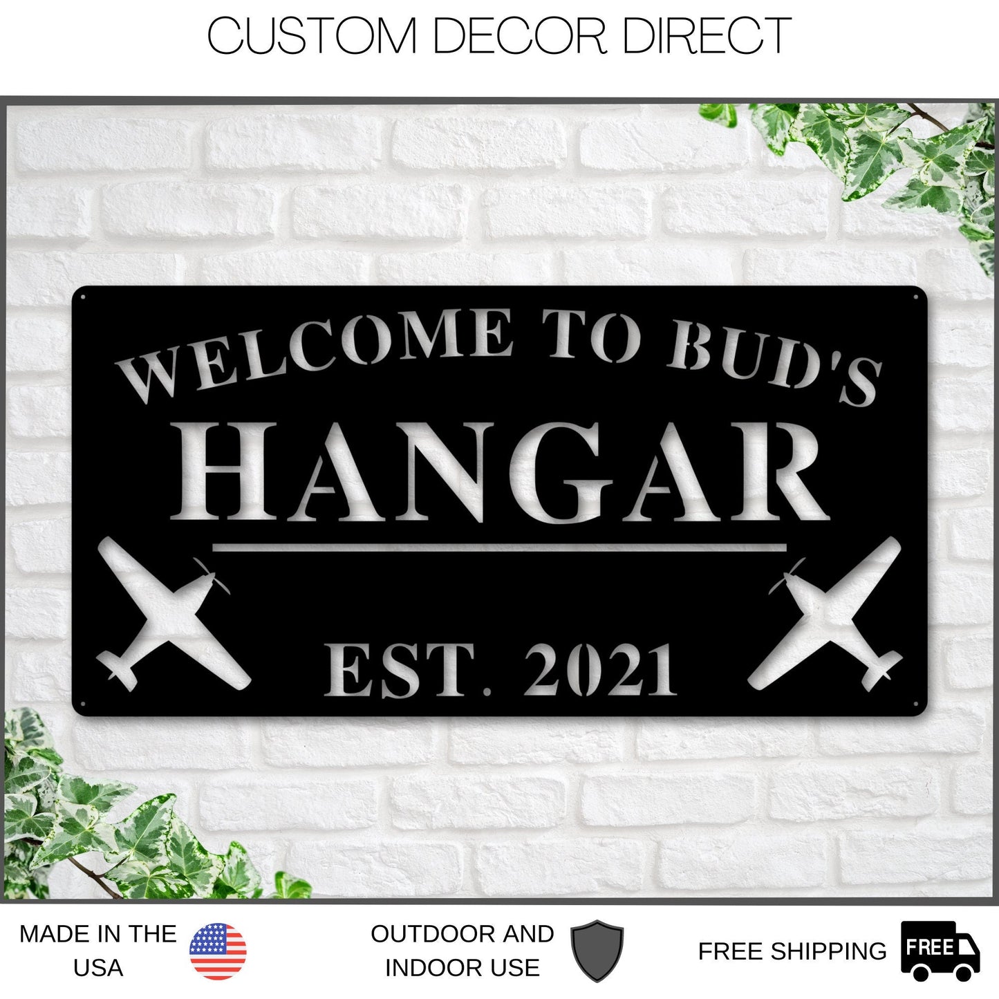 Airplane Hangar Sign, Personalized Pilot Name Sign, Custom Aviation Lover, Man Cave Sign, Airplane Sign, Personalized Airplane Sign, Plane