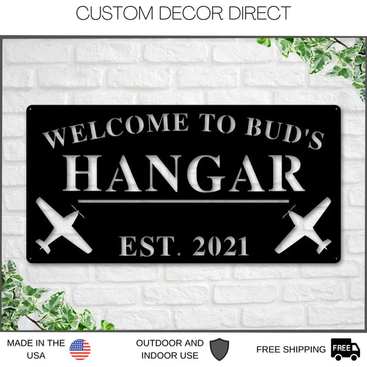 Airplane Hangar Sign, Personalized Pilot Name Sign, Custom Aviation Lover, Man Cave Sign, Airplane Sign, Personalized Airplane Sign, Plane