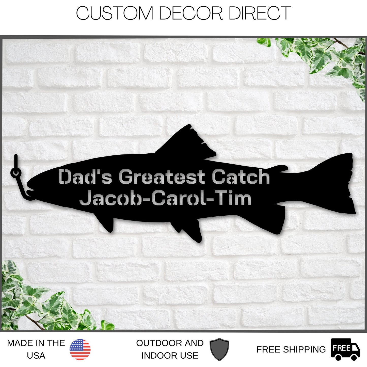Black Friday, Cyber Monday Sale, Fish Sign, Fishing Sign, Gift for Husband, personalized sig, personalized fishing sign, Dads Greatest Catch