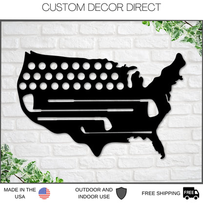 Golf USA Sign, Golf Metal Sign, America Golf Decor Sign, Gift for Dad, Gift For Golfer, Gold Gift Sign, Fathers day Gift, Gift For Dad, Golf