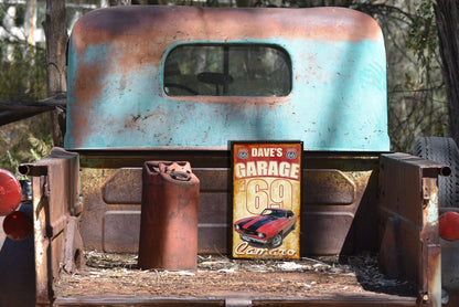 Vintage Tin Metal Sign for Garage. Free Personalization! YOUR Car Included on the Sign.