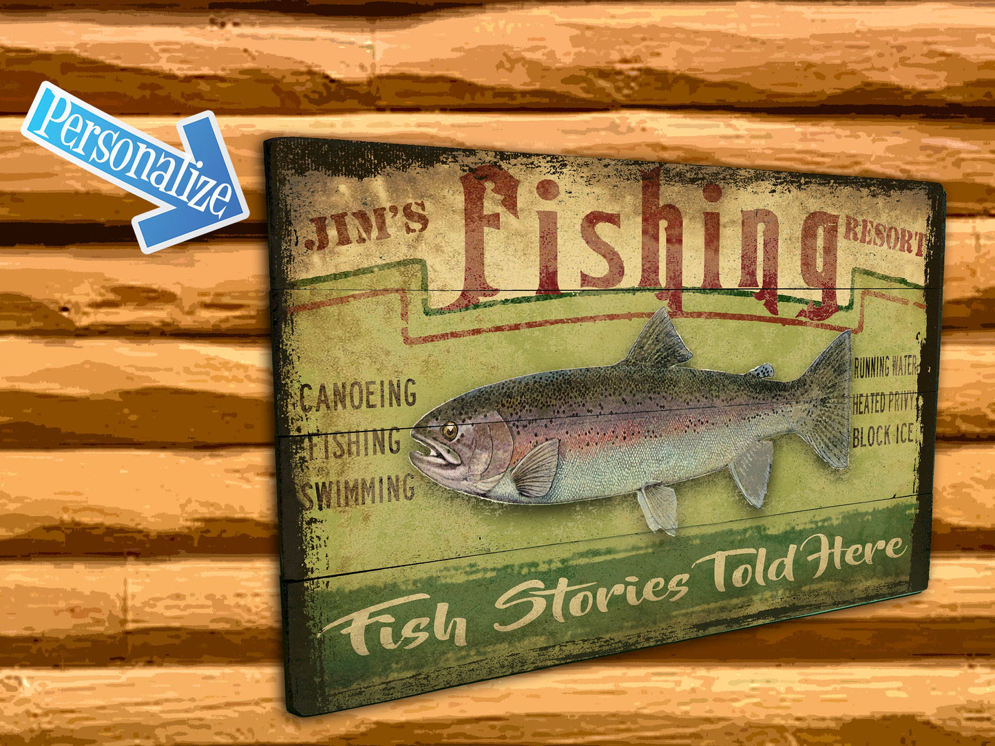 Custom Fishing Resort Sign - for your Lodge or Cabin