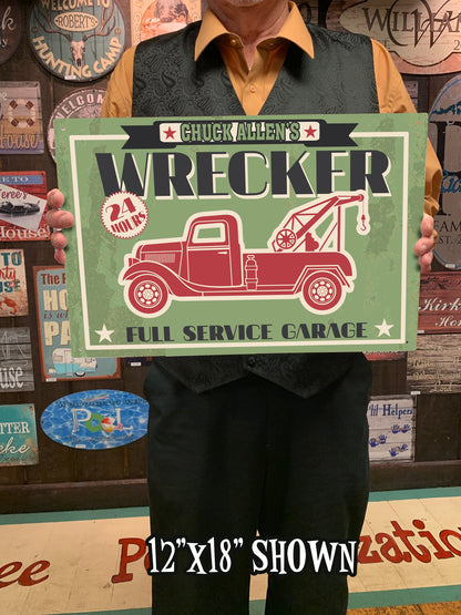 Custom Wrecker Tow Truck Sign - FREE PERSONALIZATION!