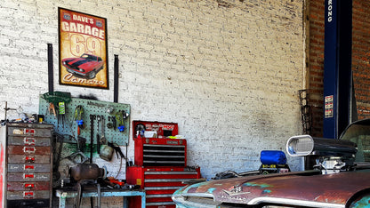 Vintage Tin Metal Sign for Garage. Free Personalization! YOUR Car Included on the Sign.